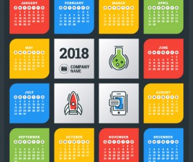 2018 business calendar template vectors 07