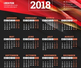 2018 business calendar template vectors 12