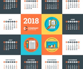 2018 business calendar template vectors 13