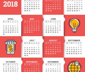2018 business calendar template vectors 14