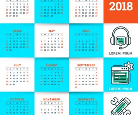 2018 business calendar template vectors 15