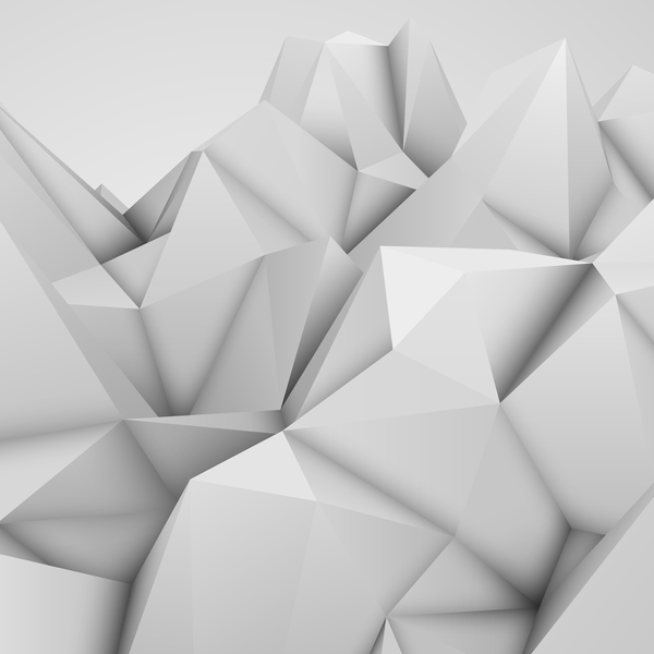3D white geometry shapes background vector