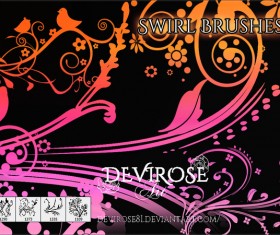 4 Swirl Floral Photoshop Brushes