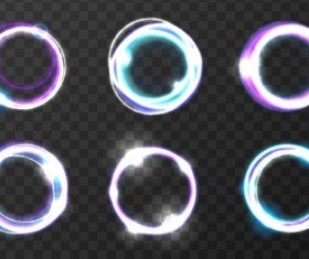6 Kind light round effect illustration vector