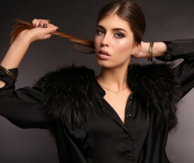 A beautiful woman with black dress Stock Photo