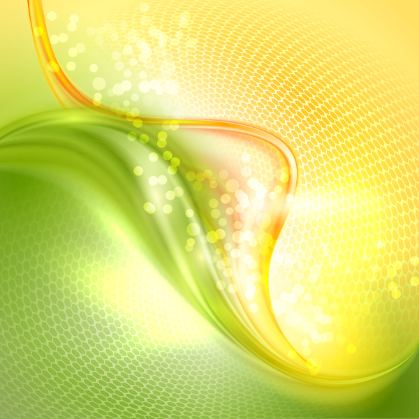 Abstract green wave and honeycomb background vector 01