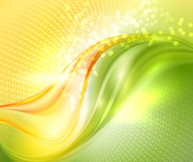 Abstract green wave and honeycomb background vector 04