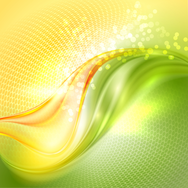 Abstract green wave and honeycomb background vector 04