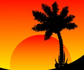 Africa silhouette and sunset background vector