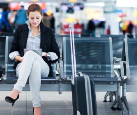 Airport business woman Stock Photo