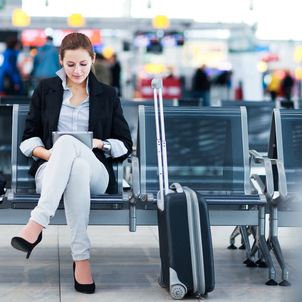 Airport business woman Stock Photo