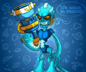 Alien cartoon vector design 01