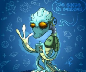 Alien cartoon vector design 02