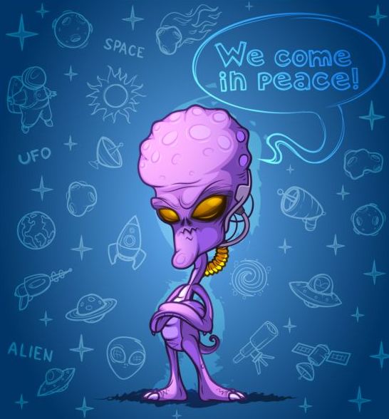 Alien cartoon vector design 03