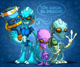 Alien cartoon vector design 04