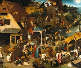 Ancient European oil painting Stock Photo