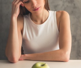 Apple slender woman with the face of Stock Photo