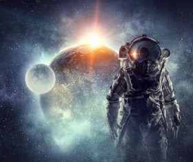 Astronaut in outer space Stock Photo 01