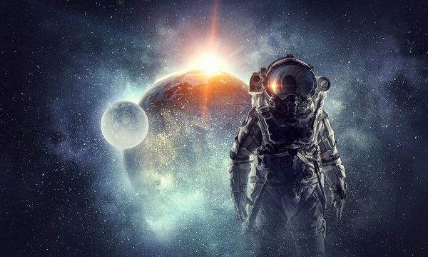 Astronaut in outer space Stock Photo 01