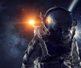 Astronaut in outer space Stock Photo 03