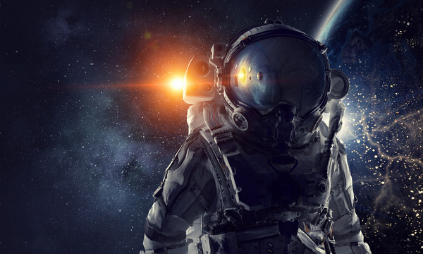 Astronaut in outer space Stock Photo 03
