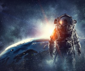 Astronaut in outer space Stock Photo 04