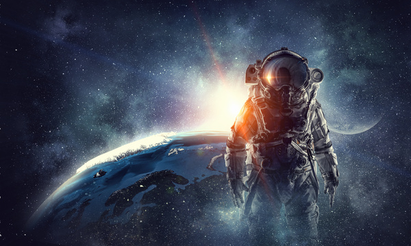Astronaut in outer space Stock Photo 04