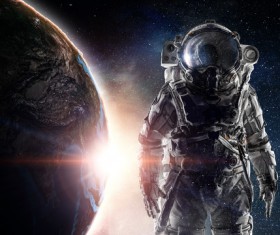 Astronaut in outer space Stock Photo 05