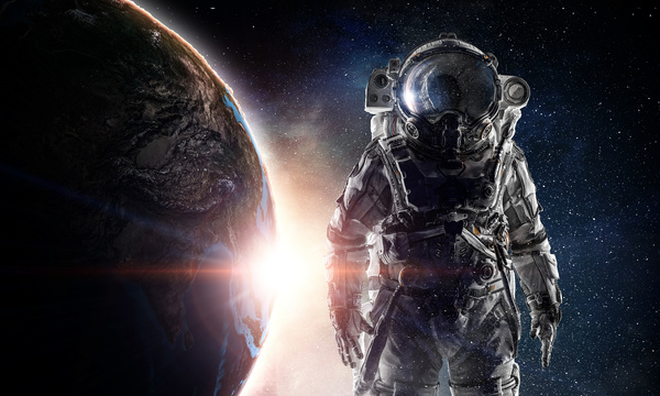 Astronaut in outer space Stock Photo 05