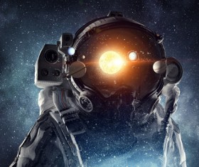 Astronaut in outer space Stock Photo 06