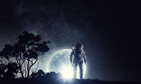 Astronaut in outer space Stock Photo 07