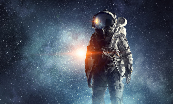 Astronaut in outer space Stock Photo 08