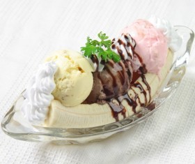 Banana boat ice cream Stock Photo