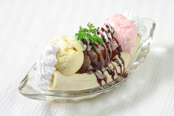 Banana boat ice cream Stock Photo
