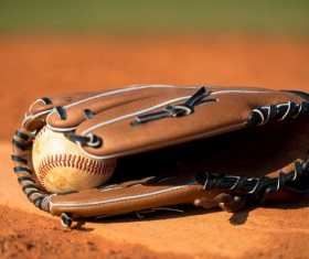 Baseball and Baseball Glove Stock Photo