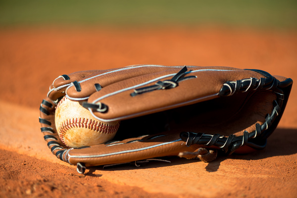 Baseball and Baseball Glove Stock Photo