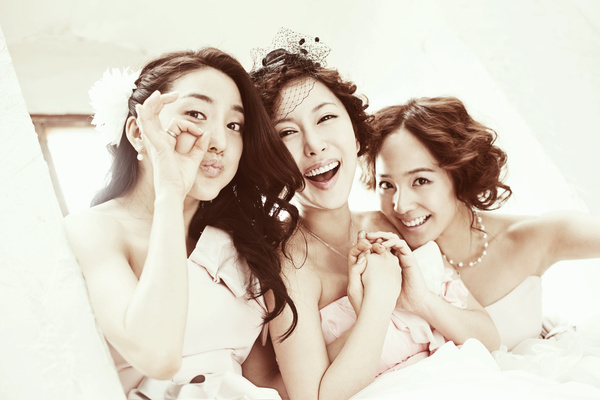 Beautiful bridesmaids Stock Photo