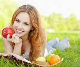Beautiful fresh reading on the grass Stock Photo