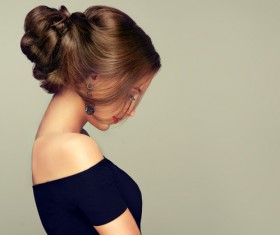 Beautiful woman side photo Stock Photo