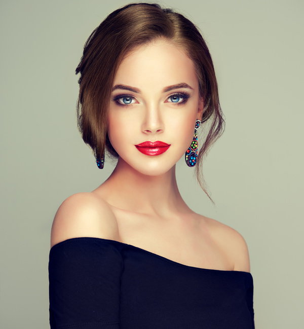 Beautiful model girl with elegant hairstyle . Woman with fashion style  makeup free download