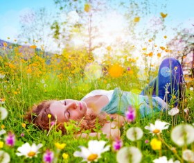 Beauty and flowers Stock Photo