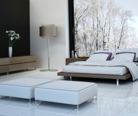 Bedroom large bed vase and floor lamp HD picture