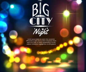 Big city night landscape vector material 01