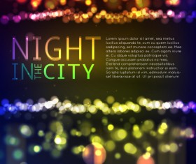 Big city night landscape vector material 02