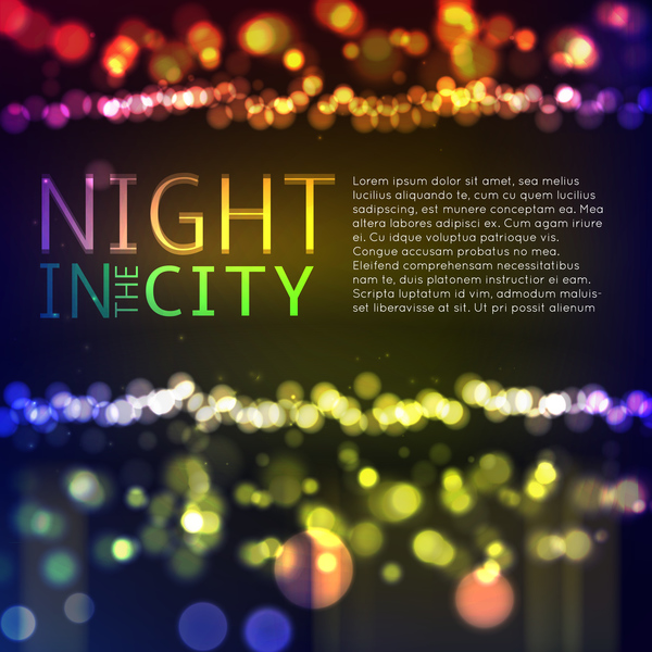 Big city night landscape vector material 02