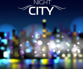Big city night landscape vector material 10