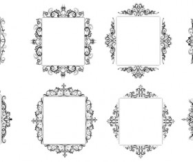 Black baroque decor frame retro vector 02