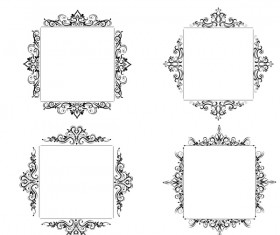 Black baroque decor frame retro vector 03