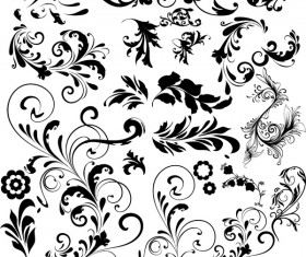 Black floral ornaments illustration vector 01
