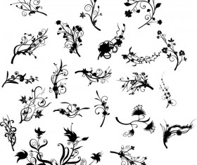 Black ornaments floral vector illustration free download